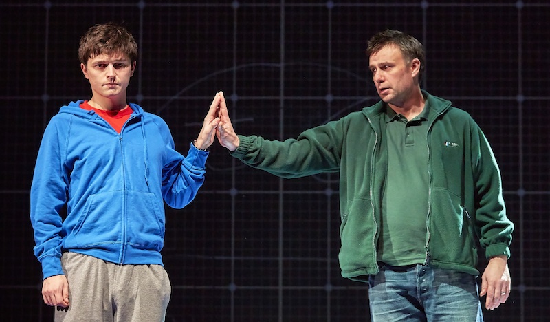 Joshua Jenkins (Christopher) and Stuart Laing (Ed) in The Curious Incident. Photo by Brinkhoff Agenberg