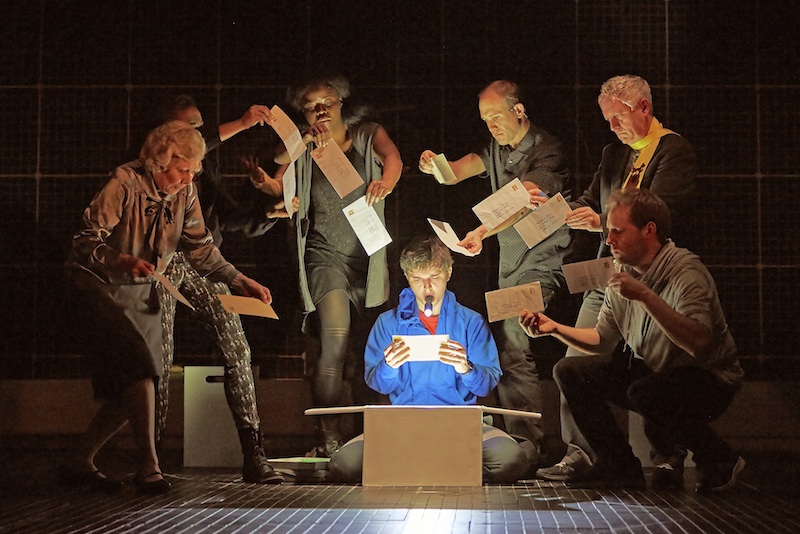 Joshua Jenkins (Christopher) and the cast of The Curious Incident. Photo by BrinkhoffM+Âgenberg