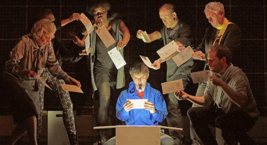 Joshua Jenkins (Christopher) and cast in the 2015/16 tour of The Curious Incident. Photo: Brinkhoff Âgenberg