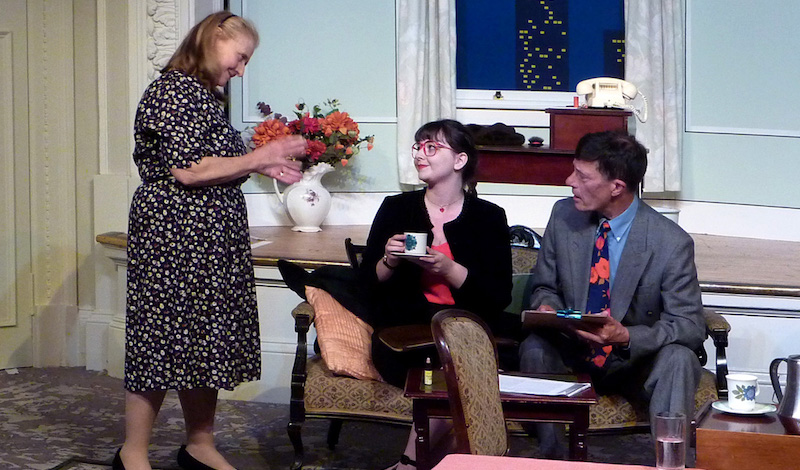 Plaza Suite Act 1 Carol Davidson as Karen Nash, Georgia Smith as Miss Jean McCormack, Mike Appleby as Sam Nash
