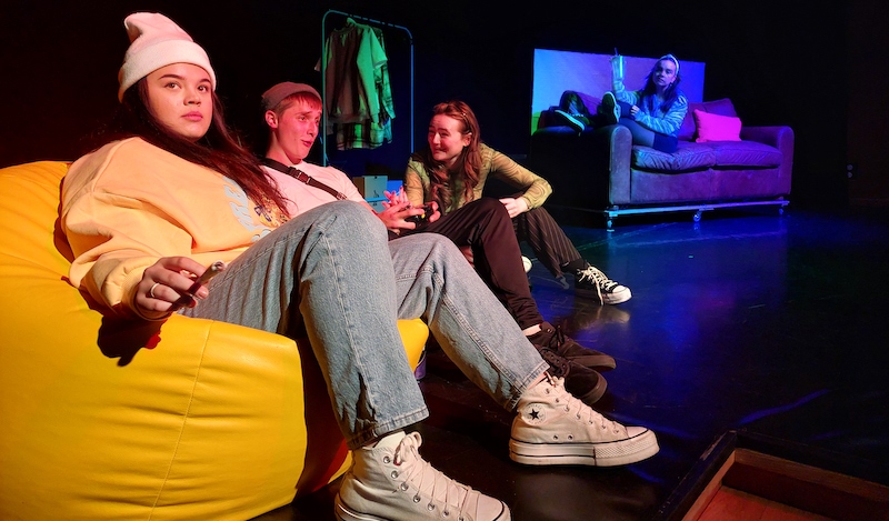 Emily-Louise More, Kyle Doig, Lucy MacGarvey and Jade MacDonald in Wasted. Pic: Kai Peacock.