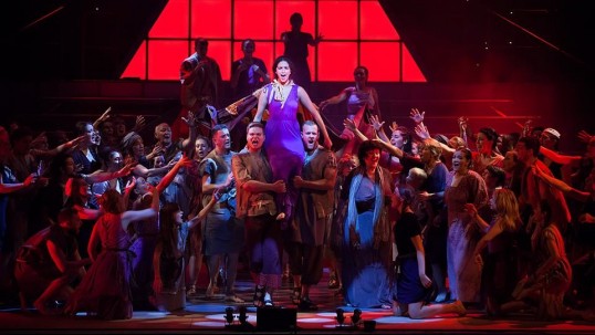 Mia Oudeh as Aida and the ensemble in Limelight's production of Aida - The Musical. Photo: Martin Quinn
