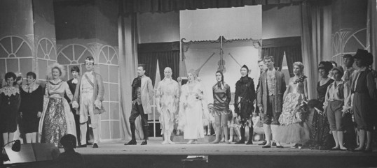 The principal performers in EPT's 1965 panto, The Enchanted Forest. Photo from EPT