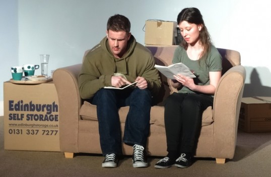 Callum McLennan and Bethany Laing in 22 Hardcastle Court. Photo: Saughtonhall Drama Group