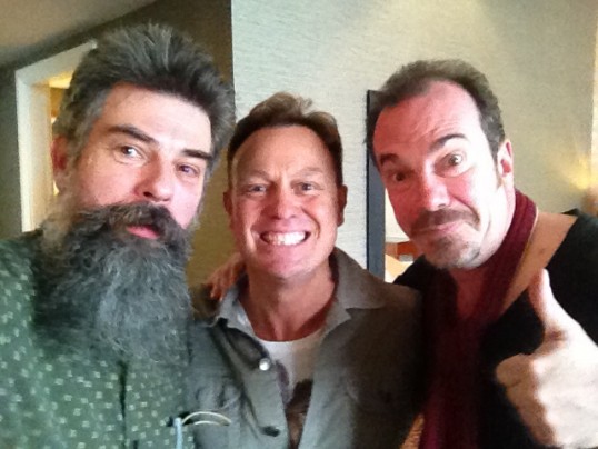 Selfie time: Æ's Thom Dibdin with Jason Donovan and Gavin Mitchell.