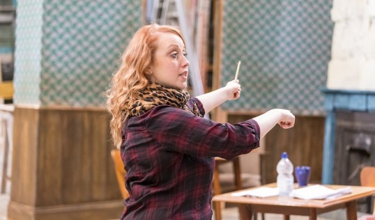 Amanda Gaughan (Director) in rehearsals for The Weir at the Lyceum's Roseburn Workshops. Photo: Aly Wight