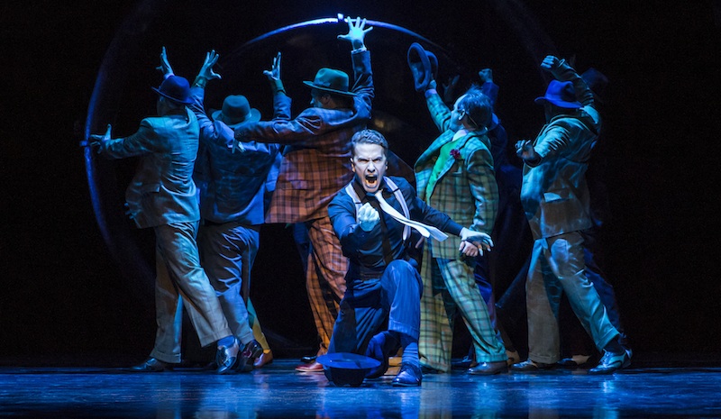 Richard Fleeshman (Sky Masterson) and company perform Luck Be A Lady Photo: Johan Persson