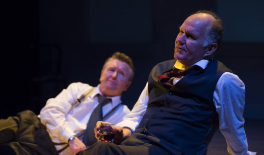 Neil Caple (Gunter Guillaume) and Tom Hodgkins (Willy Brandt) in Rapture Theatre's production of Democracy by Michael Frayn. Photo: Richard Campbell.