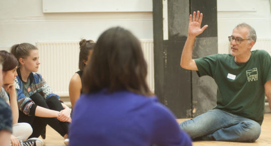Ramin Gray in rehearsal for the Suppliant Women. Photo Colin McCredie
