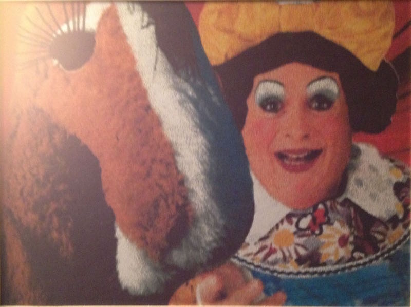 The McCuddy’s pantomime horse and famous friend. Photo Thom Dibdin