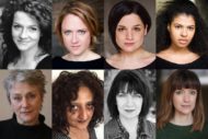 Some of the cast who will be playing Young Woman in Knives in Hens at the Lyceum in the memorial to Pauline Knowles: Muireann Kelly, Lesley Hart, Neshla Caplan and Jamie Marie Leary; Vari Sylvester, Annie George, Maureen Beattie and Sarah MacGillivary